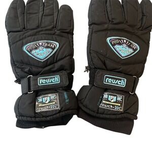 VTG Y2K Reusch Pro Team Aqua-Tex 30C Ski Snowboard Gloves Black Men's